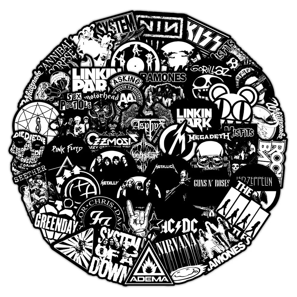 55 Pcs Rock Band Stickers - Cool Music-Themed Decals for Guitars, Luggage, Notebooks & DIY Crafts LanLanStickersWorld