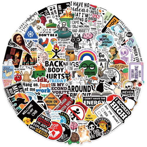 100Pcs Cartoon Snarky MEME Stickers Decals For Phone Scrapbook Skateboard Suitcase Refrigerator Graffiti Aesthetic Stickers