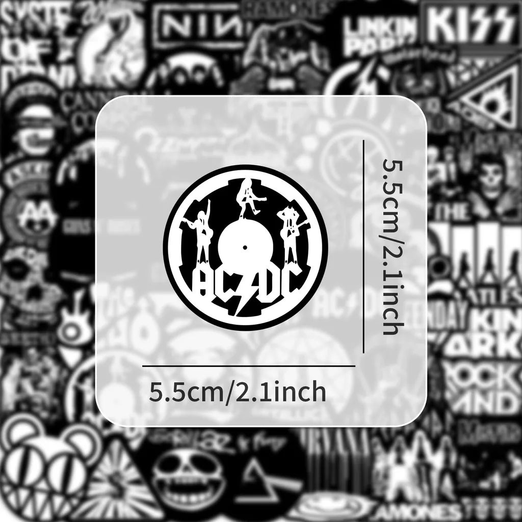 55 Pcs Rock Band Stickers - Cool Music-Themed Decals for Guitars, Luggage, Notebooks & DIY Crafts LanLanStickersWorld